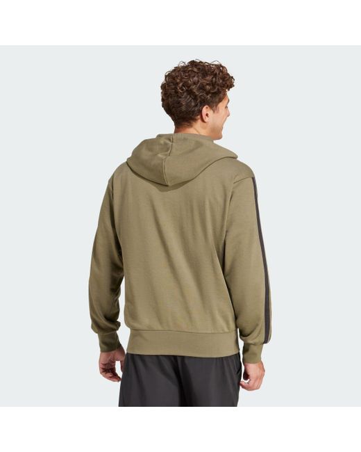 Felpa Con Cappuccio Essentials 3-Stripes French Terry Full-Zip di Adidas in Green da Uomo