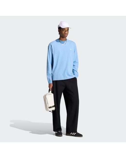Adidas Blue Trefoil Essentials Melange Long Sleeve Long-Sleeve Top for men