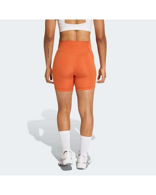 Adidas Orange Optime Essentials Workout Short Leggings