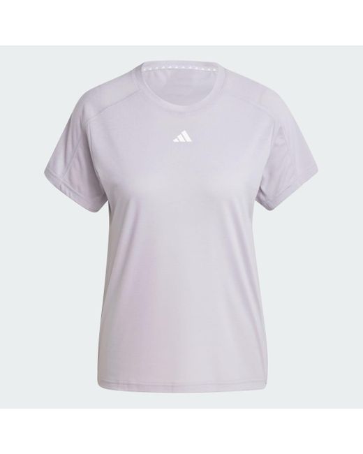 Adidas White Aeroready Train Essentials Minimal Branding Crewneck T-Shirt