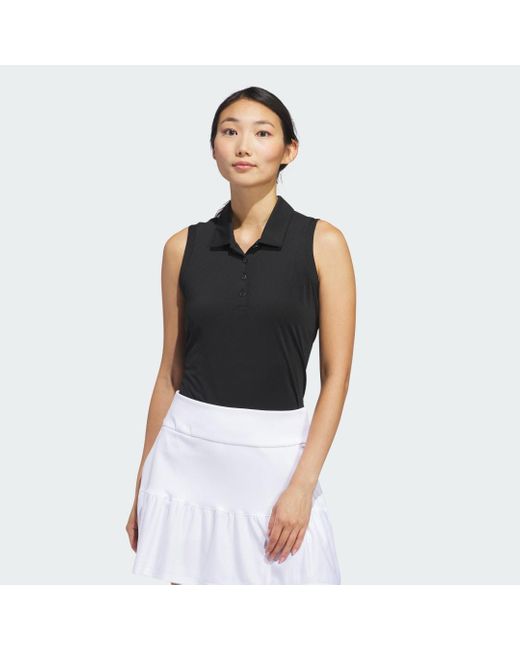 Ultimate365 Solid Sleeveless Polo Shirt di Adidas Originals in Black