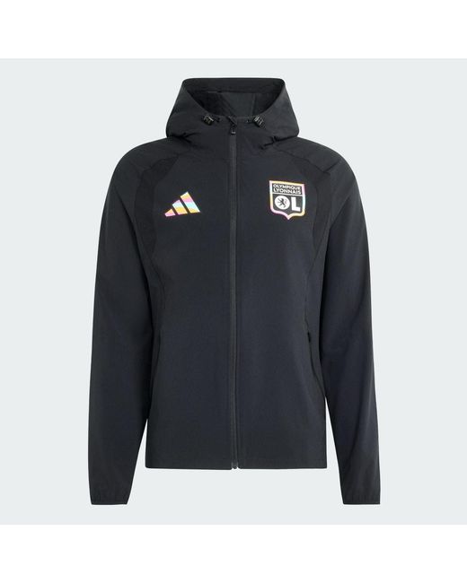 Adidas Blue Olympique Lyonnais Tiro Travel Windbreaker for men