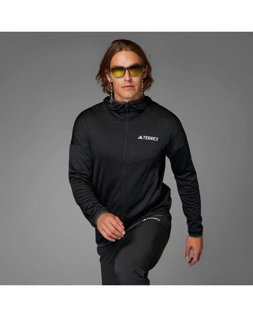 Adidas Black Terrex Xperior Climawarm Light Fleece Hooded Jacket for men