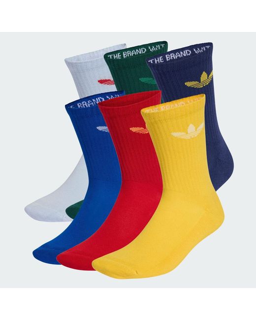 Adidas Blue Trefoil Cushion Crew Socks 6 Pairs