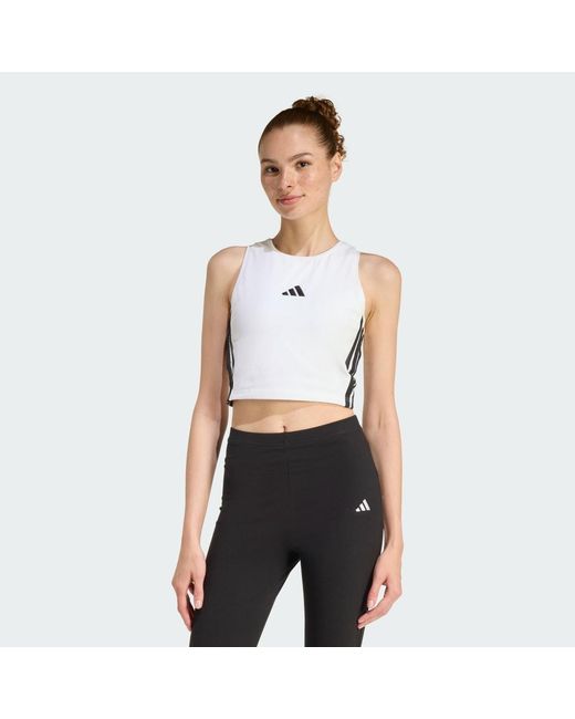 Adidas White Essentials 3-Stripes Padded Tank