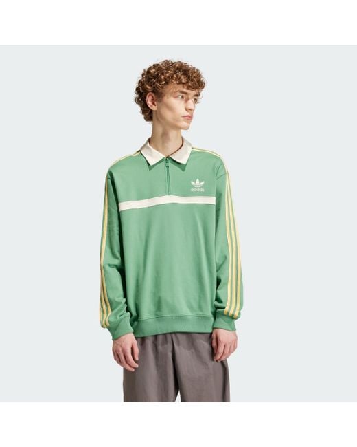 Adidas Green Collared Sweatshirt for men