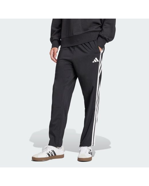 Adidas Black Essentials 3-Stripes Stanford Pants Open Hem for men
