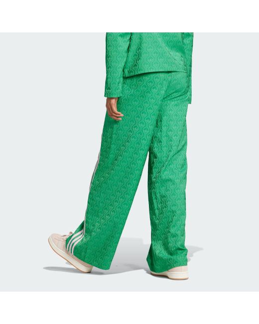 Adidas Green Recycled Polyester Wide Leg Joggers