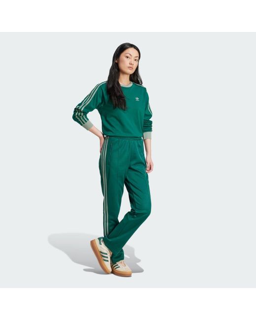 Camiseta Manga Larga Adicolor Regular 3 Bandas Adidas Originals de color Green