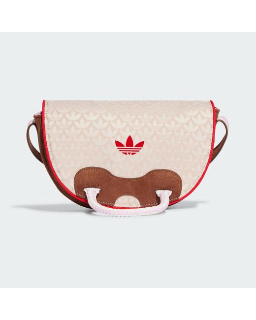 Adidas Pink Trefoil Monogram Jacquard Suede Satchel Bag