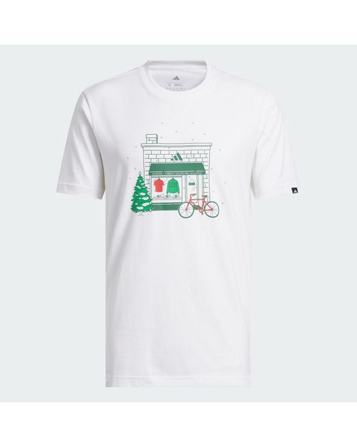 Adidas White Holiday Shop Graphic T-Shirt for men