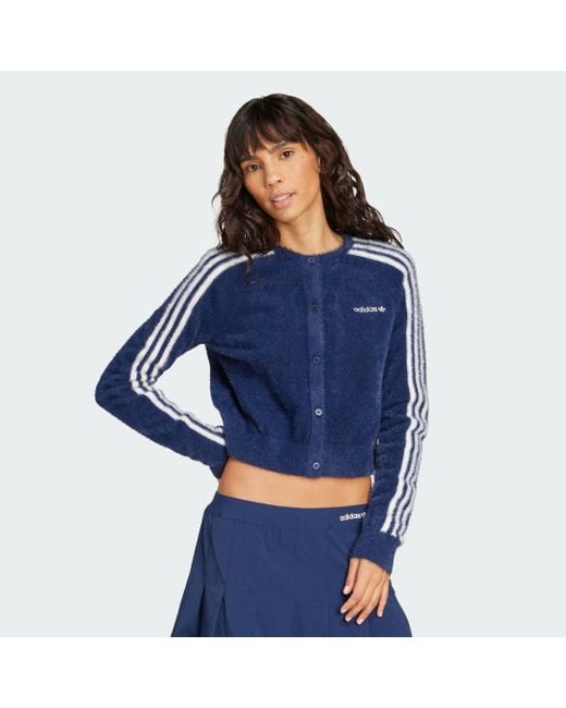 Adidas Blue Fluffy Knitted Cardigan