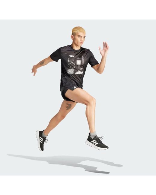 Adidas Black Running Adizero City Series Graphic T-shirt for men