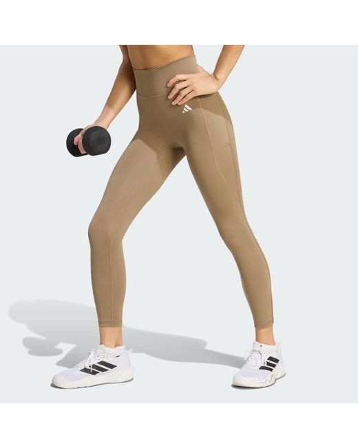 Adidas White Optimé Essentials No Front Rise Seam 7/8 Leggings
