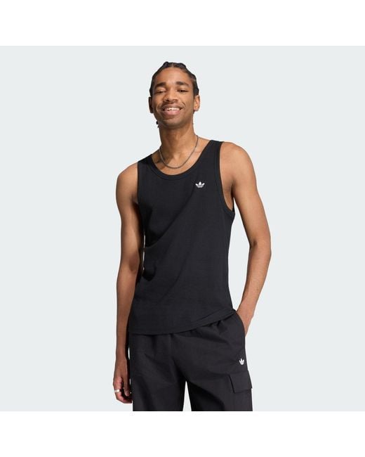 Adidas Black Trefoil Essentials Tank Top for men