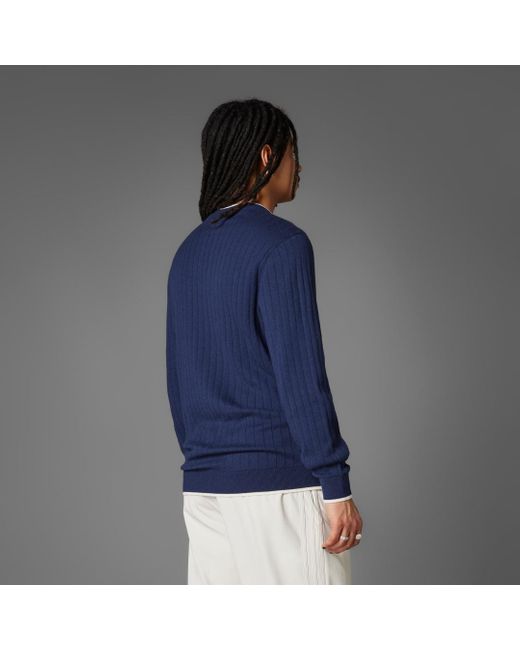 Adidas Blue Originals Cashmere Knit Sweatshirt for men