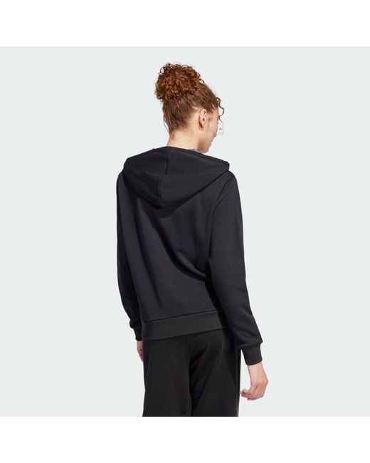 Adidas Black Essentials Color Pop French Terry Full-Zip Hoodie