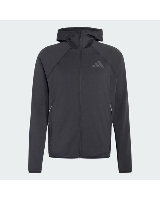 Adidas Black Terrex Xperior Climawarm+ Ventknit Fleece Hooded Jacket for men