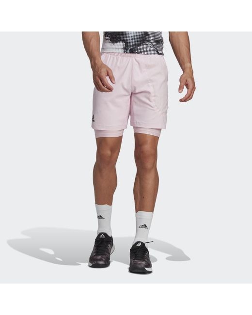 Adidas Pink Tennis Us Series 2-in-1 Shorts for men