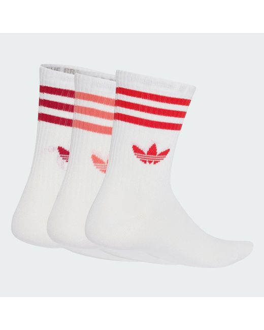 Adidas White 3-Stripes Crew Socks 3 Pairs