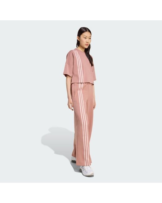 Adidas Pink Off Placed 3-Stripes Wide Pant
