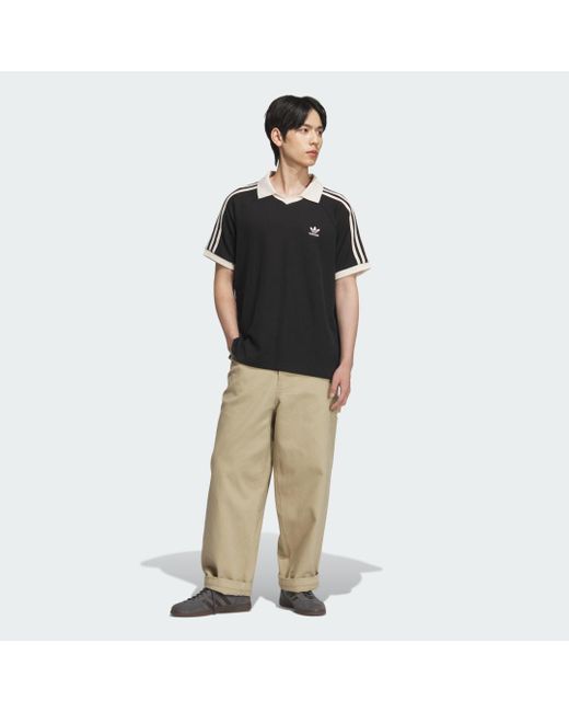 adidas Originals Waffle Short Sleeve Polo Shirt in Black for Men