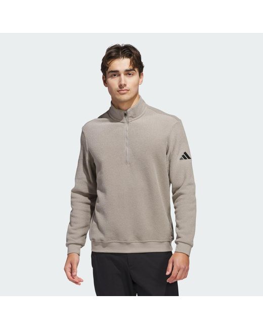 Adidas Gray Ultimate365 Terry Cloth Quarter-Zip Pullover for men