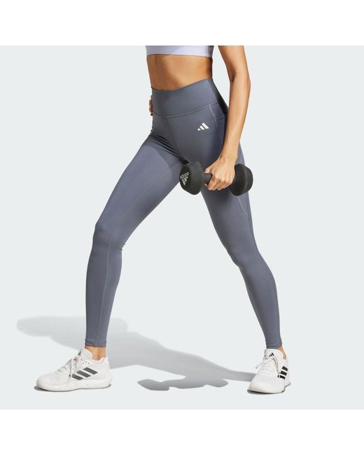 Adidas Blue Optimé Essentials Stash Pocket Full-Length Leggings