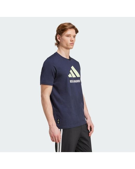 Adidas Blue Real Madrid Seasonal Graphic T-Shirt for men