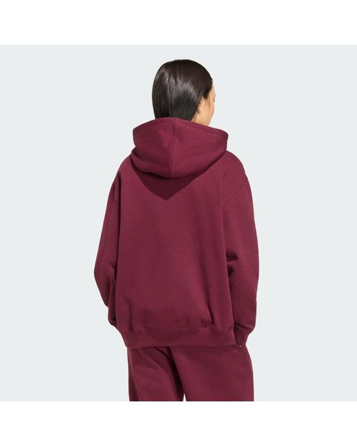 Adidas Red Essentials Oversized Fleece Hoodie
