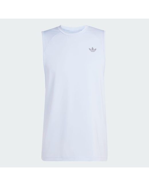 Adidas Blue Tech Trefoil Essentials Polyester Tank Top for men