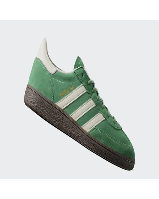 Adidas Green Handball Spezial Brand-embellished Suede Low-top Trainers