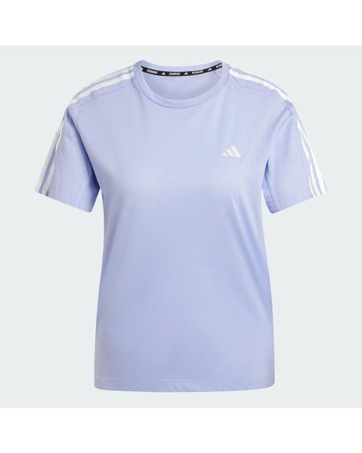 Adidas Blue Own The Run 3-Stripes Tee