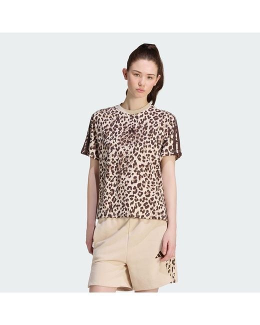 Adidas Brown Seasonal Essentials Animal Print T-Shirt