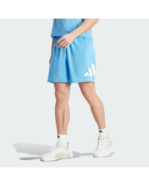 Adidas Blue Train Essentials Logo Training Shorts for men