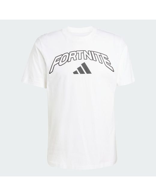 Adidas White X Fortnite Logo Graphic Tee for men