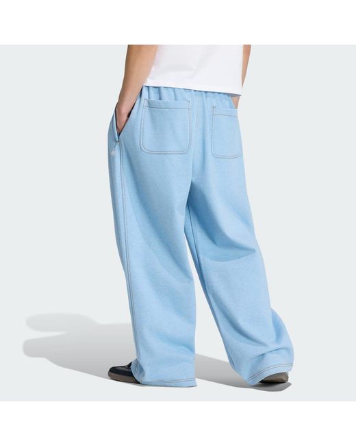 Adidas Blue Trefoil Essentials Melange Baggy Open Hem Joggers for men