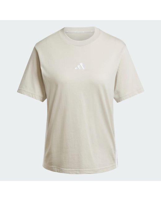 Adidas White Essentials 3-Stripes Cotton T-Shirt
