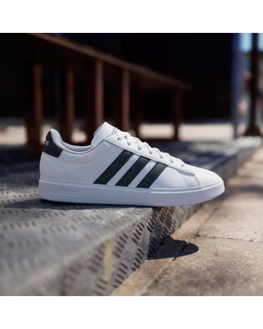 Adidas White Grand Court 2.0 Shoes for men