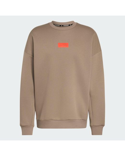 Adidas Brown Audi Revolut F1 Team Elevated Crew Sweat Sweatshirt for men
