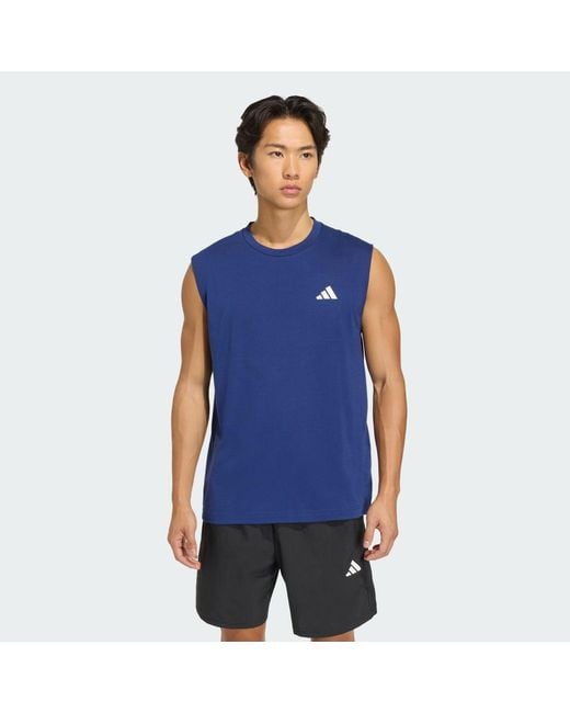 Adidas Blue Workout Essentials Feelready Sleeveless T-Shirt for men