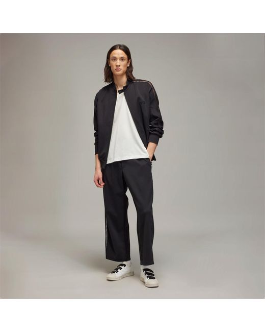 Adidas Black Y-3 Mesh Stripes Track Tracksuit Bottoms for men