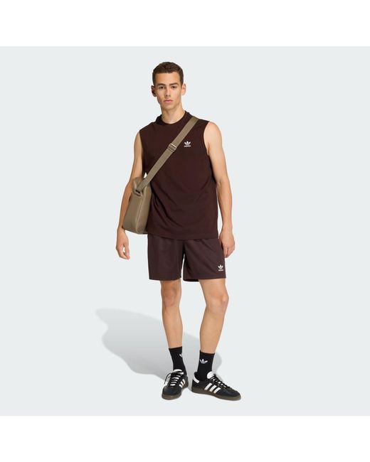 Adidas Brown Trefoil Essentials Sleeveless Tank Top for men