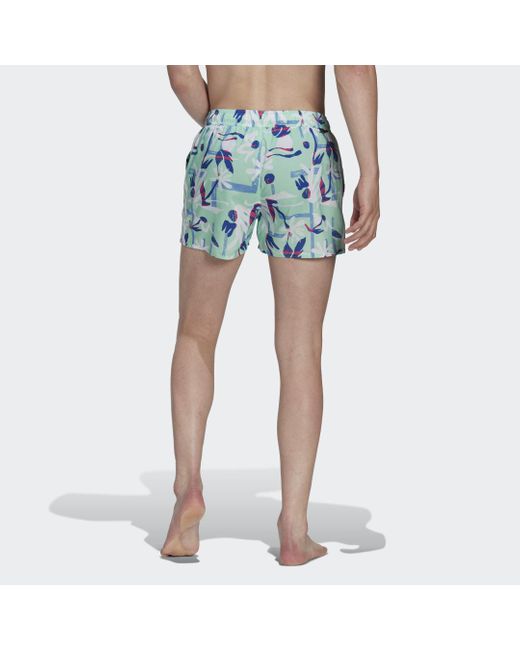 Adidas Blue Seasonal Floral Clx Very Short Length Swim Shorts for men