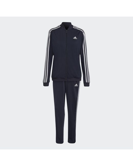 Adidas Blue Essentials 3-Streifen Trainingsanzug
