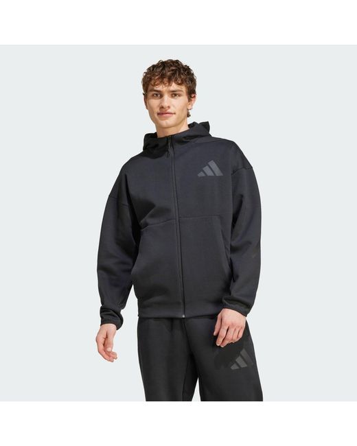 Adidas Gray Z. N.E. Full-Zip Hooded Track Jacket for men