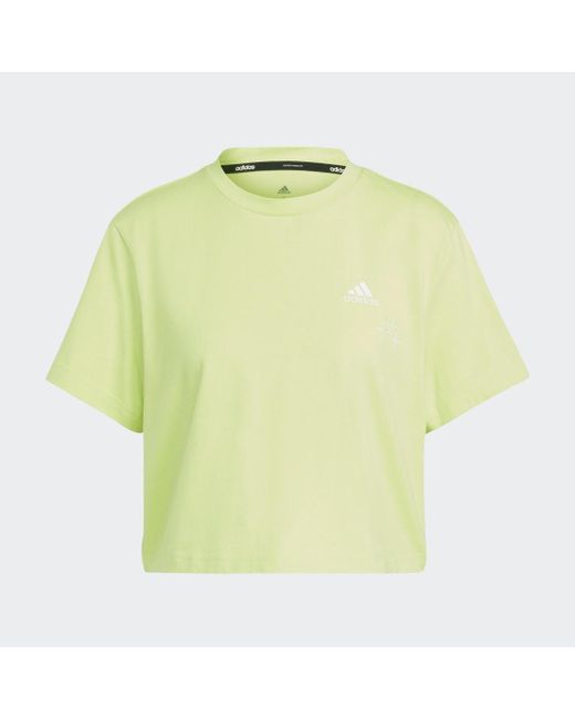 Adidas Green Scribble Embroidery Crop T-Shirt