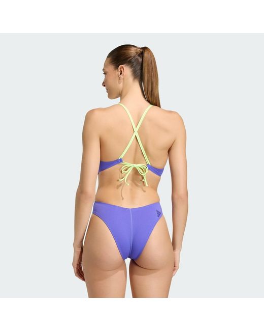 Adidas Blue Ripstream 3-Stripes Tie Back Swimsuit