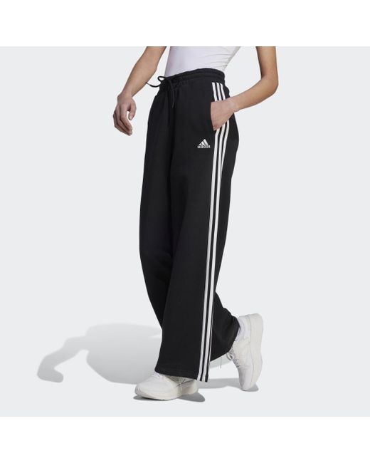 Adidas Black Essentials 3-stripes French Terry Wide Joggers