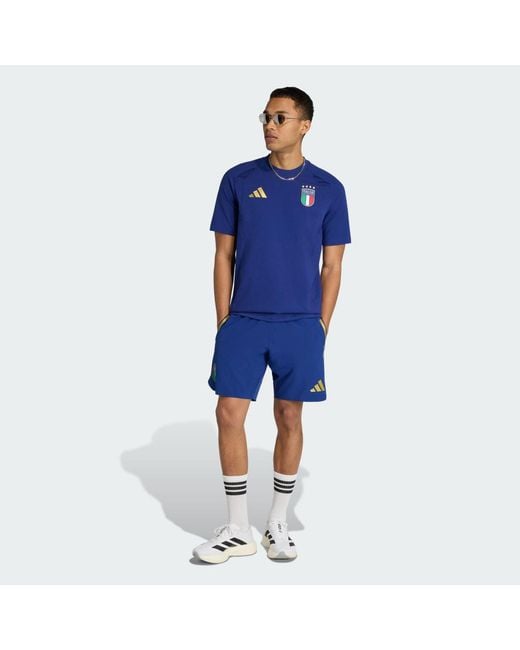 Adidas Blue Italy Tiro Travel Shorts for men